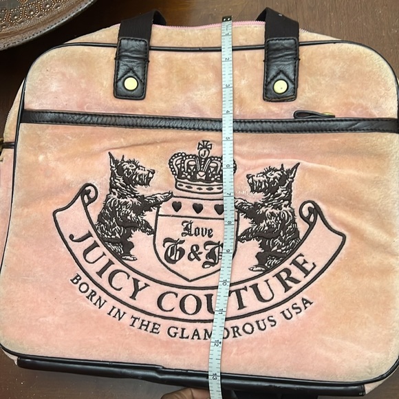 Vintage Y2K Juicy Couture Velour Messenger Laptop Bag Pink Velour.. - Picture 7 of 11